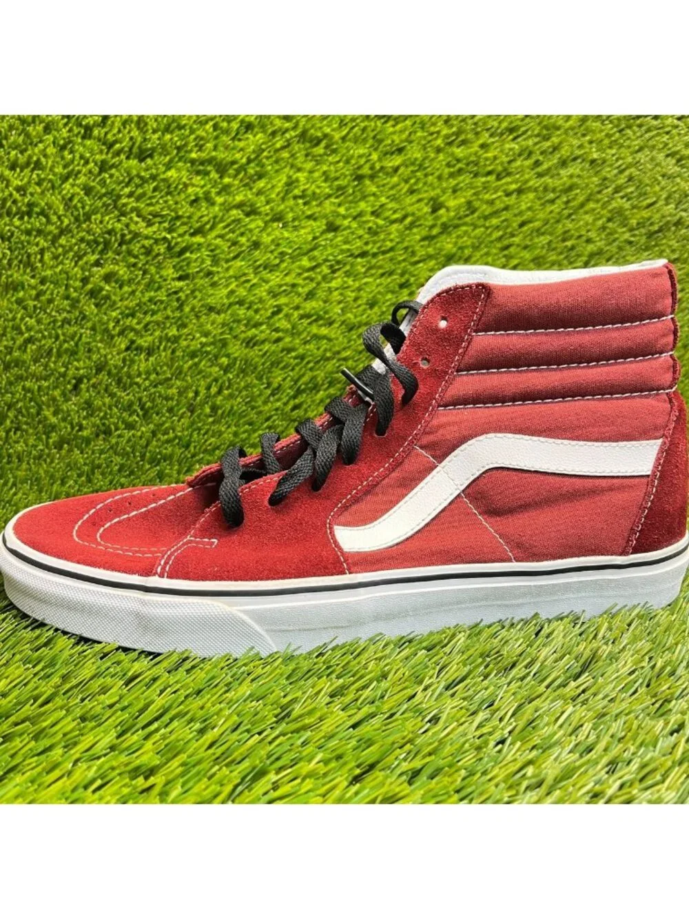 Vans Sk8-Hi Mens Size 11 Maroon White Black Athletic Skateboard Shoes Sneakers